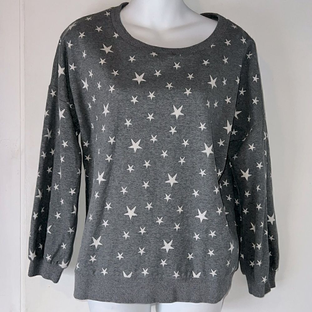 STORIA Grey Knit Star Print Sweater-S